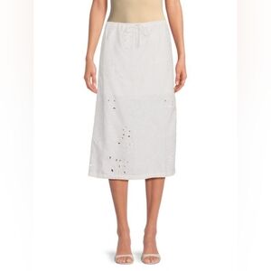 Onia Air Embroidered / Eyelet Linen-Blend Midi-Skirt